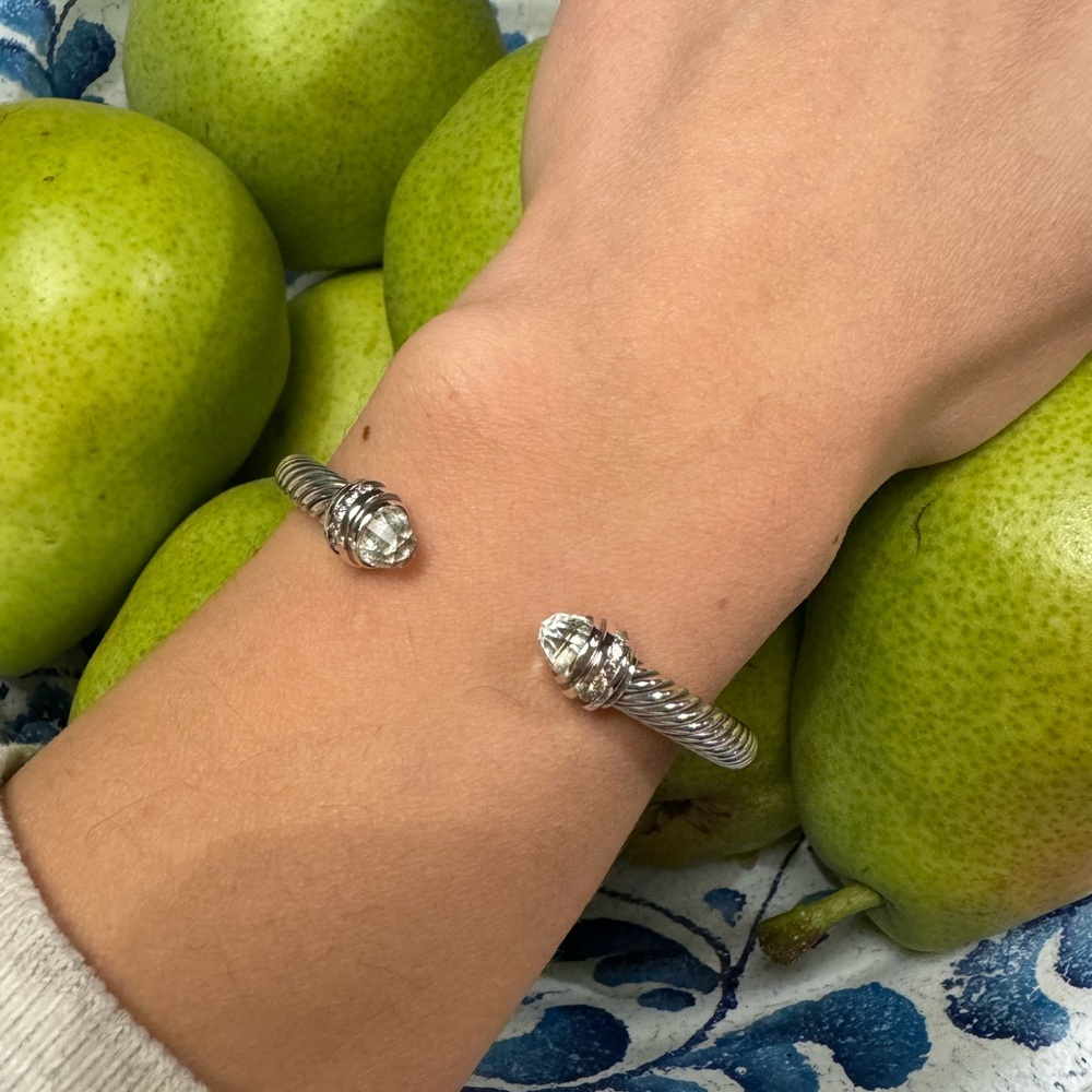 David Yurman Classic Cable Bracelet Sterling Silver with Prasiolite and Diamonds